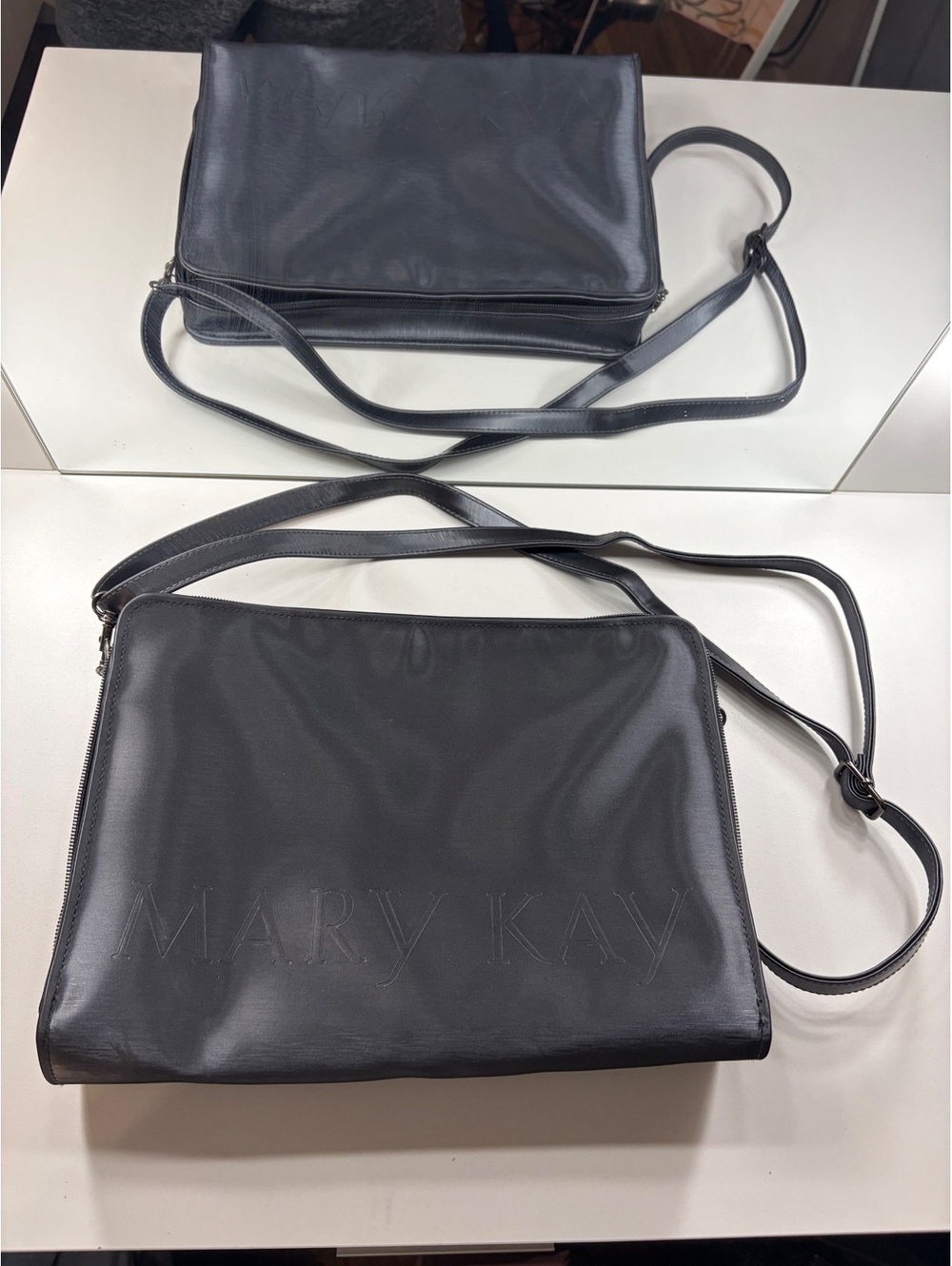 Mary Kay Black Crossbody Organizer Bag with Zippered Compartments